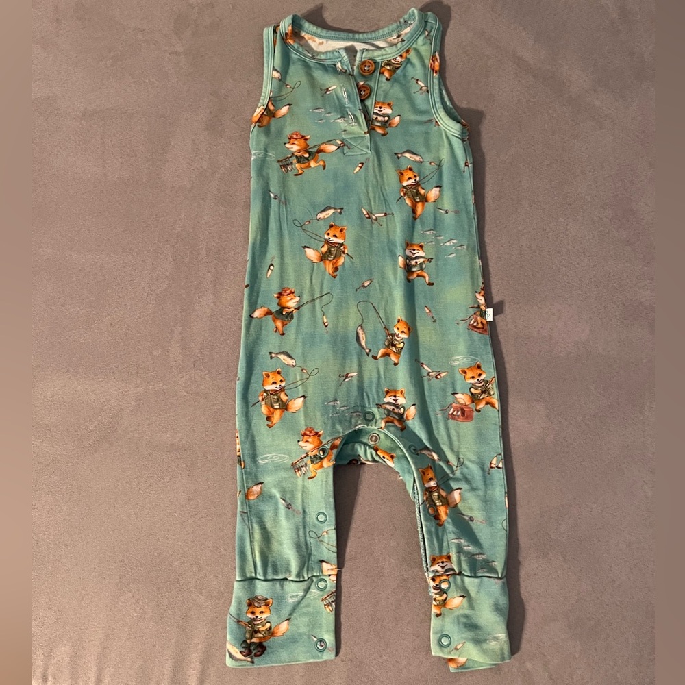 Posh Peanut fishing fox romper
